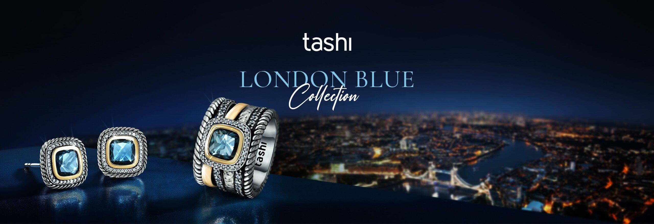 Joias com pedra azul London Blue