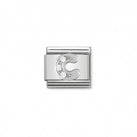 Charm Link Plata 925 Letra C con Circonitas