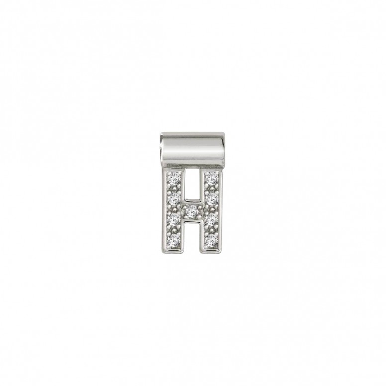 Seimia Pendant, 925 Silver, Letter H With Zirconias