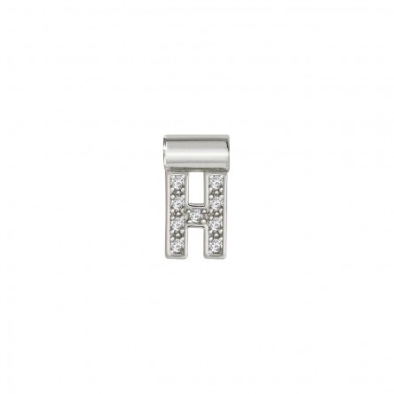 Seimia Pendant, 925 Silver, Letter H With Zirconias