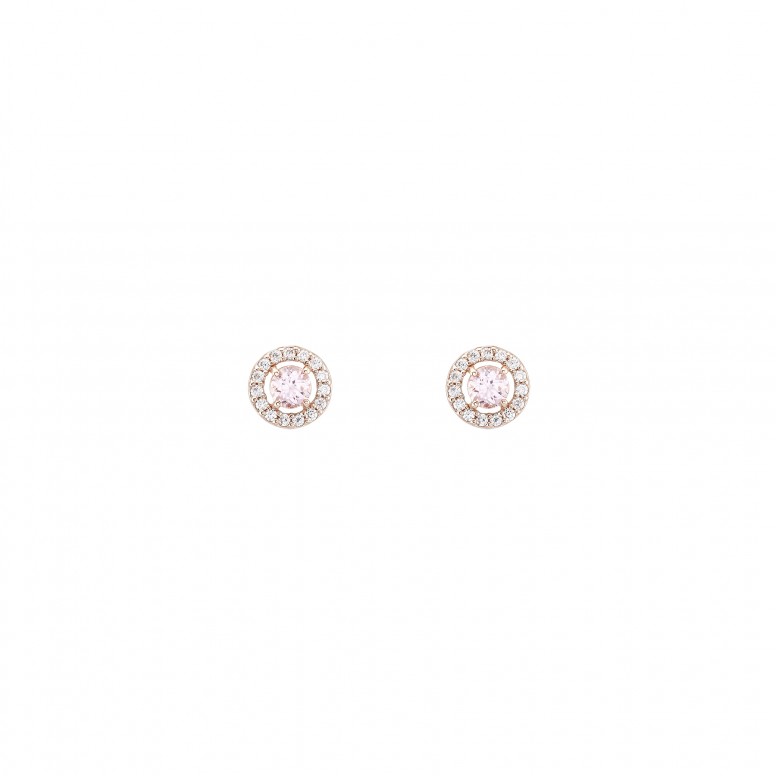 Brincos Love In Rose Solitaire Pink