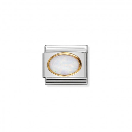 18K Gold Oval Opal Stone Charm