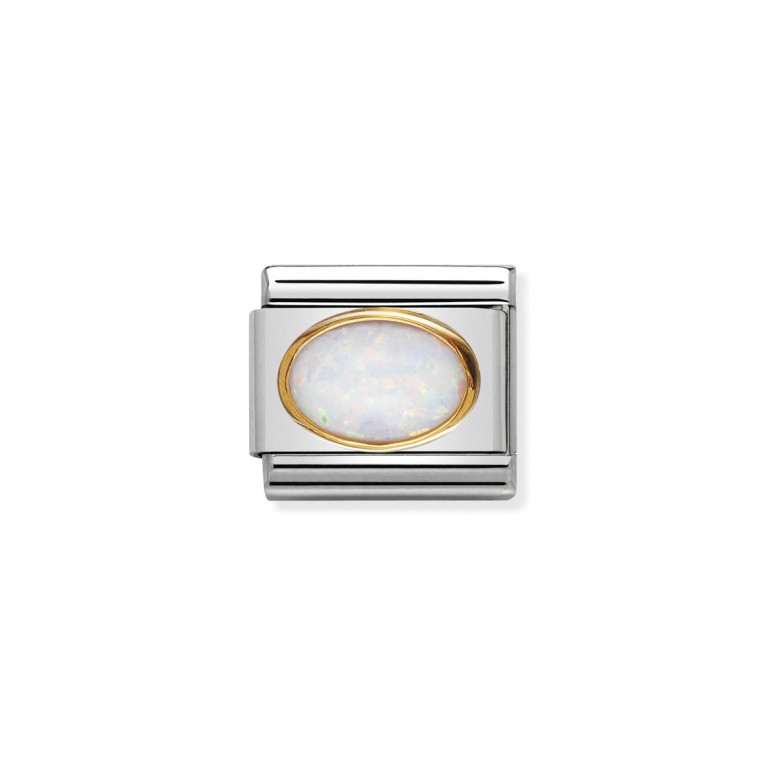 Charm Link, Ouro 18K, Pedra Oval Opal