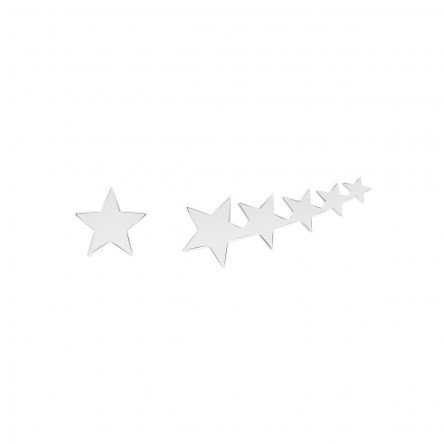 Brinco Mix & Match Assimetrico Estrelas Silver