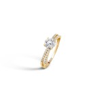 Ring N.26 18K Gold Topaz and Diamonds 0,17ct