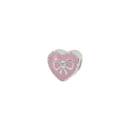 Heart with Bow Kidz Silver Bead