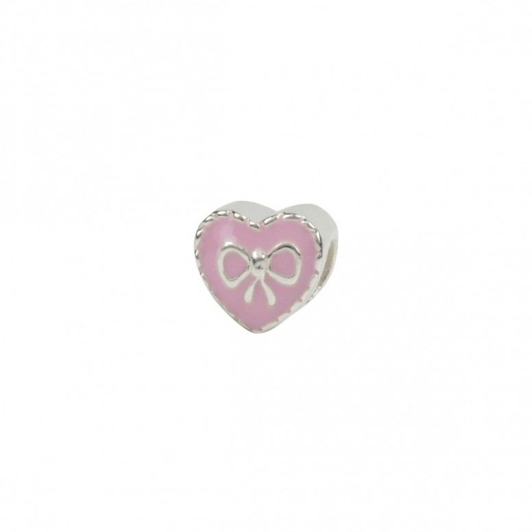 Heart with Bow Kidz Silver Bead