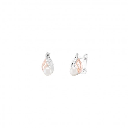 Pendientes Pearl Silver & Rose Gold