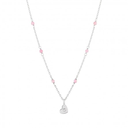 Colar Mini Me Daugther Pink Beads Heart