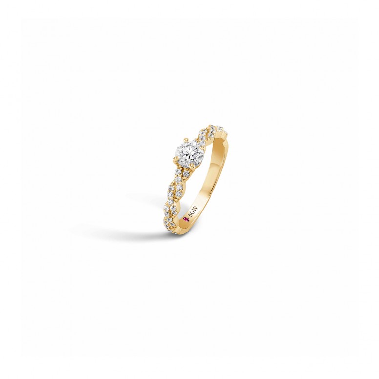 Anel Bow Nº30 Ouro Amarelo 18K Topázio E Diamantes 0,23 Q.Gs