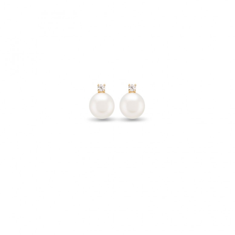 Brincos Bow Pearl & Solitaire I