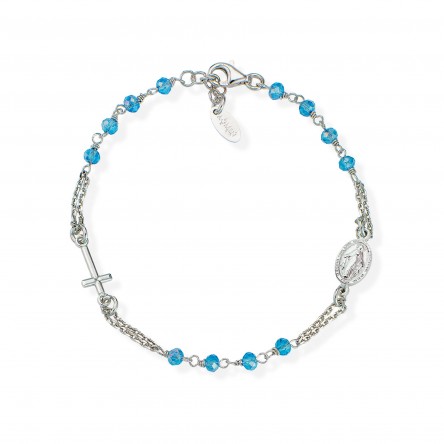 Rosary Silver Crystal Blue Bracelet