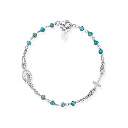 Rosary Silver Crystal Blue Bracelet