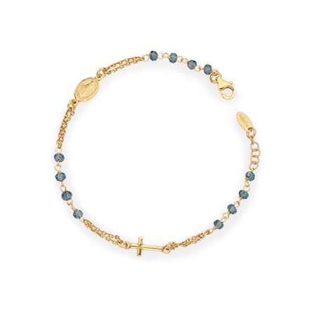 Rosary Gold Crystal Blue Bracelet