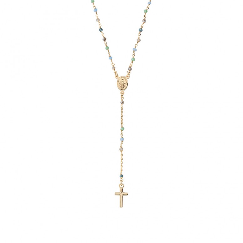 Colar Rosary Gold Cristal Multicor