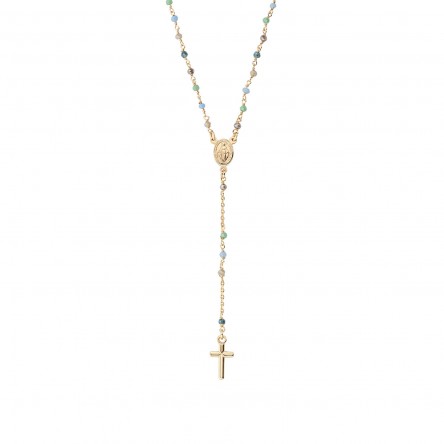 Collar Rosary Gold Cristal Multicolor