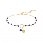 Pulseira Fun Gold Star and Blue Beads