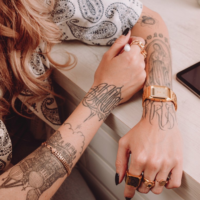 Rel�gio Vintage Edgy Dourado