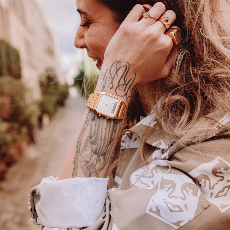 Rel�gio Vintage Edgy Dourado