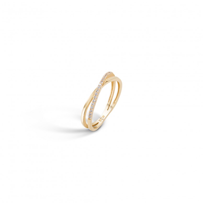 Anillo Crossed I Oro 18K Topacios