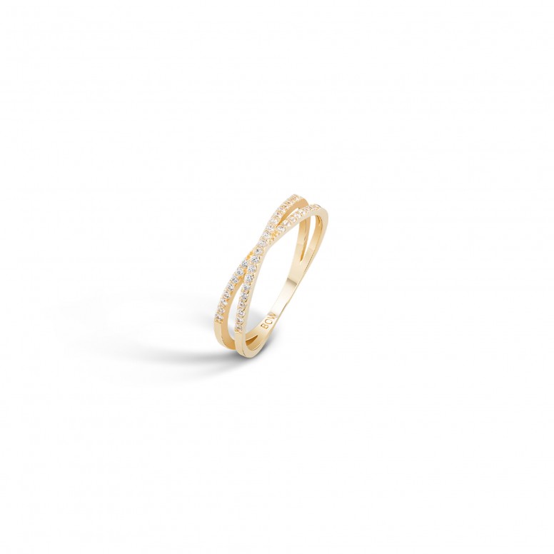 Anillo Crossed II Oro 18K Topacios