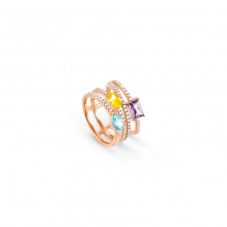 Anel Colour Wave Ouro Rosa