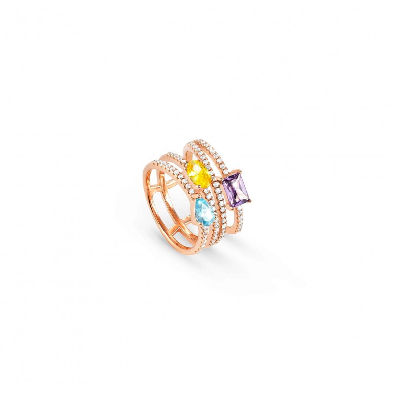 Anel Colour Wave Ouro Rosa