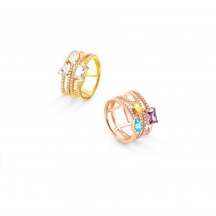 Anel Colour Wave Ouro Rosa