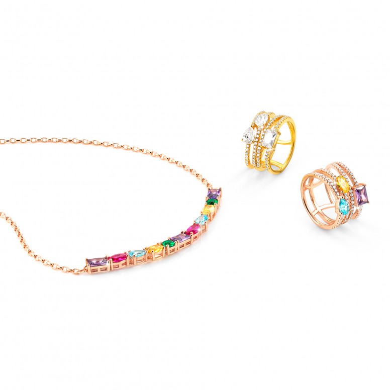 Anel Colour Wave Ouro Rosa