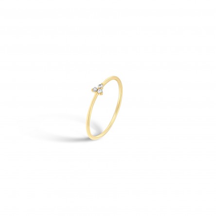 Ring N.48 18K Yellow Gold with Diamonds 0,045ct