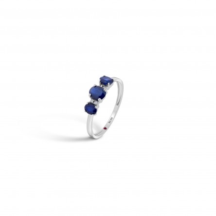 Ring N.44 18K White Gold Sapphire and Diamonds