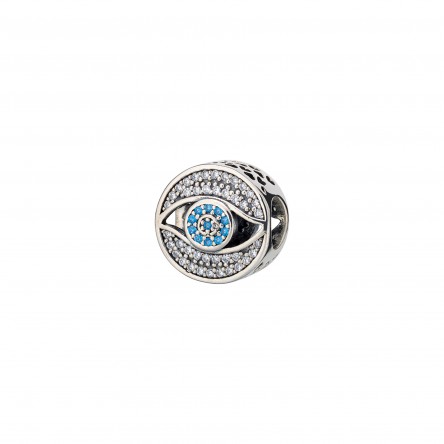 Lucky Eye Stones Silver Charm