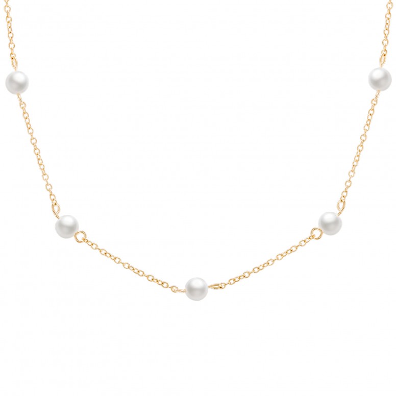 Collar 3 Pearls In Line Gold