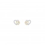 Classy Two Hearts Gold Earrings