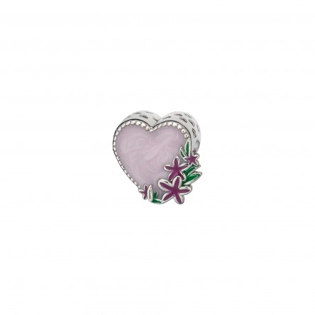 Rose Heart Silver Charm