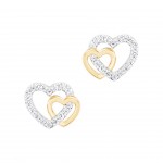 Classy Two Hearts Gold Earrings