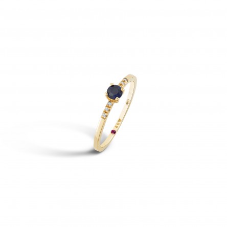 Ring N.54 18K Gold Sapphire and Diamonds 0,04ct