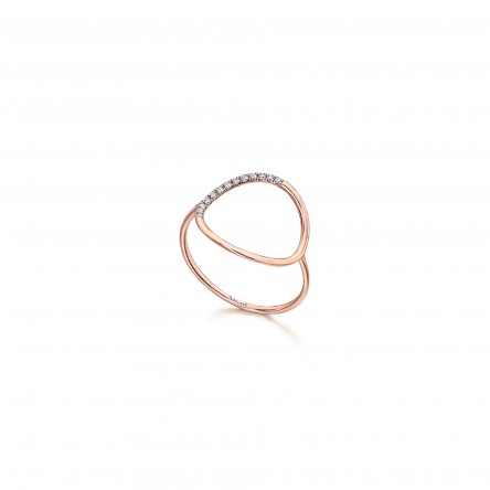 Anel Maxi Circle Ouro Rosa 18K Diamante 0,070ct