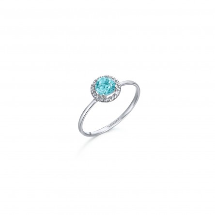 18K White Gold Ring with Topaz and Diamond 0,084ct