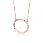 Colar Maxi Circle Ouro Rosa 18K Diamante 0,070ct