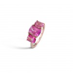 Anel N.56 Ouro 18K Turmalina Rosa e Diamante 0,10ct