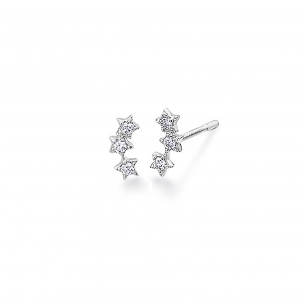 Pendientes Mini Stars Oro Blanco 18K Diamante 0,11ct