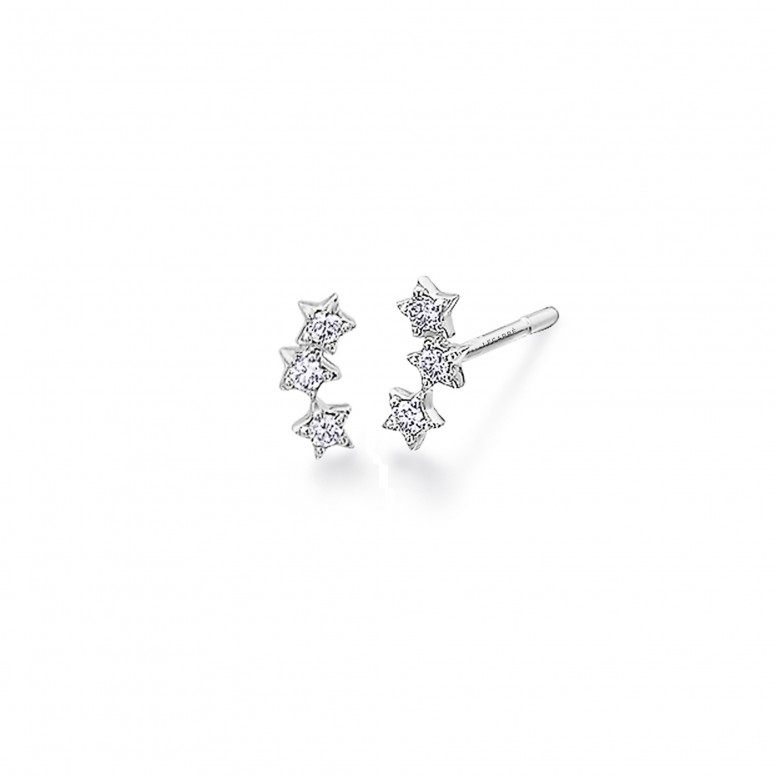 Pendientes Mini Stars Oro Blanco 18K Diamante 0,11ct