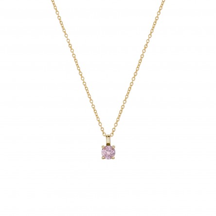 Colar Pink Solitaire Gold