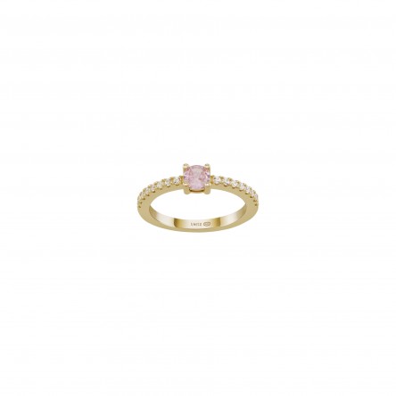 Anel Pink Solitaire Gold