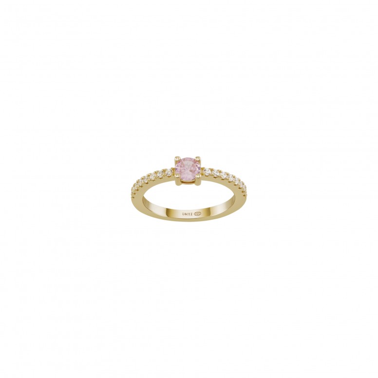Anel Pink Solitaire Gold