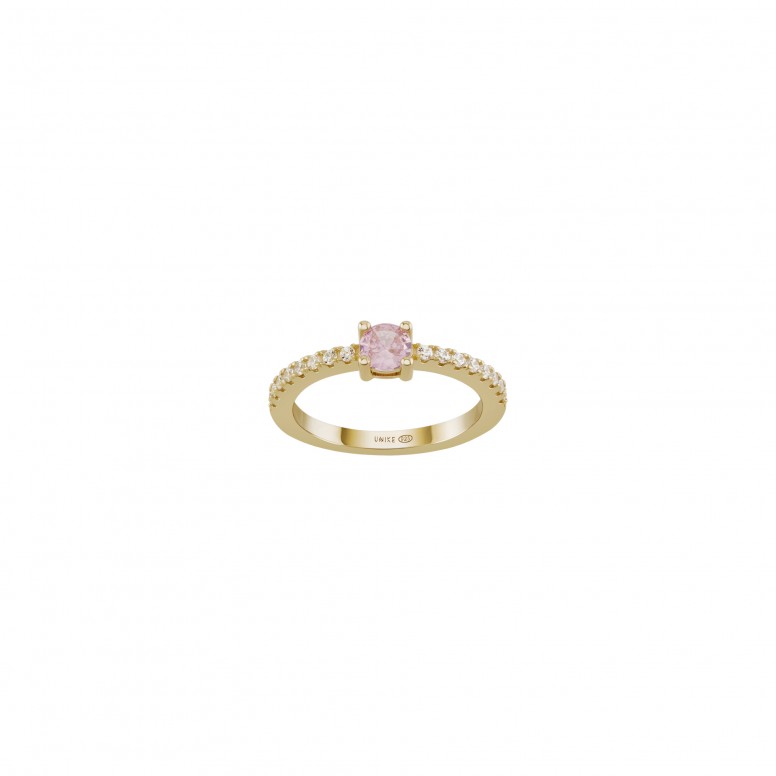 Pink Solitaire Gold Ring