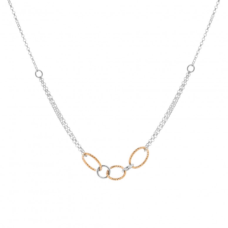 Brillare Five Links Silver & Rose Necklace