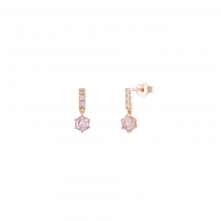 Brincos Small Solitaire Pink