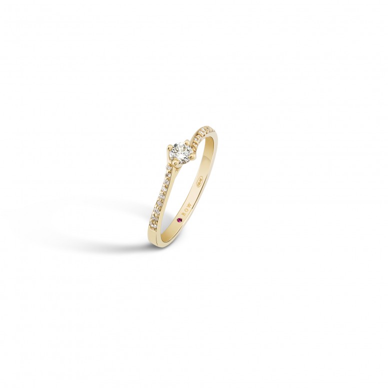 Ring N61 18K Yellow Gold with Diamonds 0.238ct